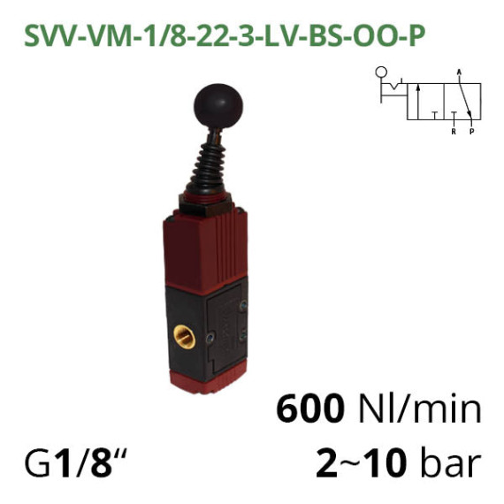 Pneumatic distributors 3/2 Aircomp with mechanical element LV