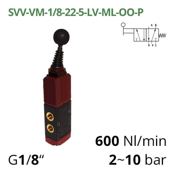 Pneumatic distributors 5/2 Aircomp with mechanical element LV
