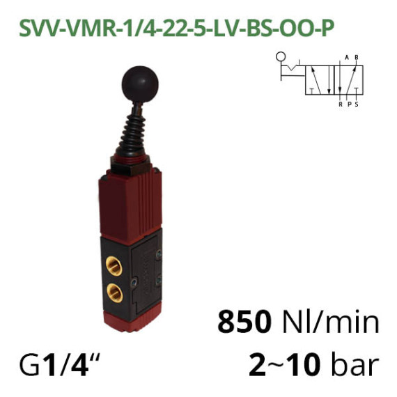Pneumatic distributors 5/2 Aircomp with mechanical element LV