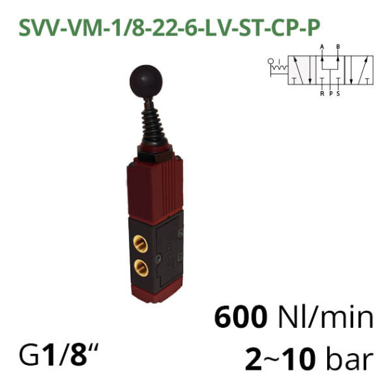 Pneumatic distributors 5/3 Aircomp with mechanical element LV thread 1/8