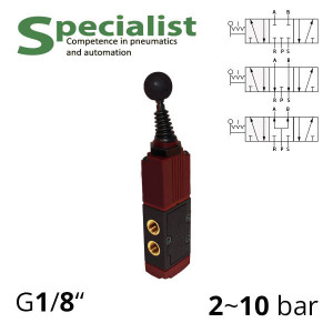 Pneumatic distributors 5/3 Aircomp with mechanical element LV thread 1/8