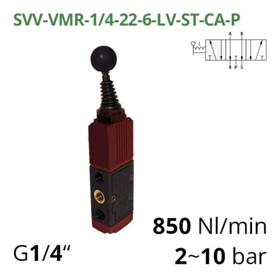 Pneumatic distributors 5/3 Aircomp with mechanical element LV thread 1/4