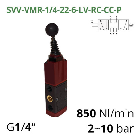 Pneumatic distributors 5/3 Aircomp with mechanical element LV thread 1/4