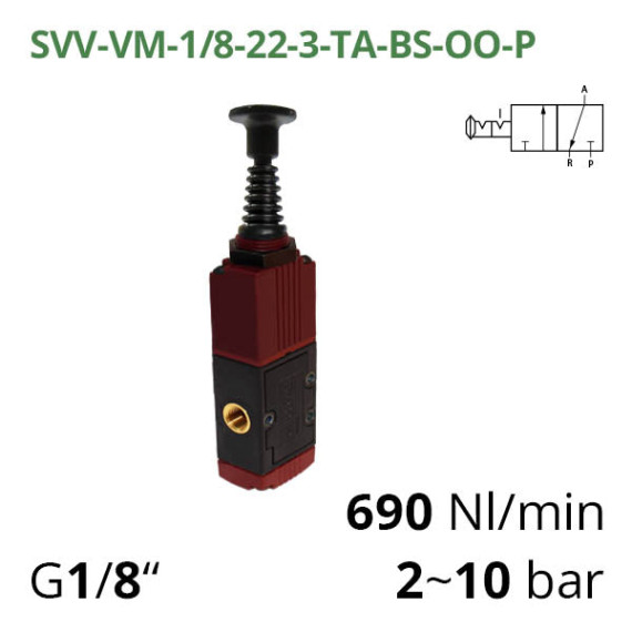 Pneumatic distributors 3/2 Aircomp with mechanical element TA