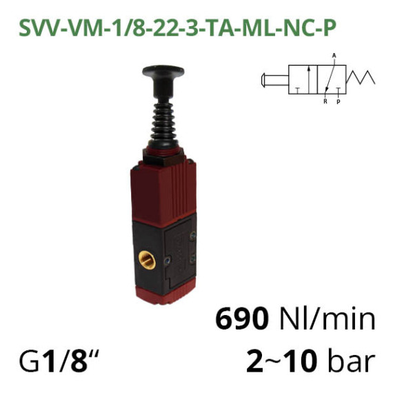 Pneumatic distributors 3/2 Aircomp with mechanical element TA