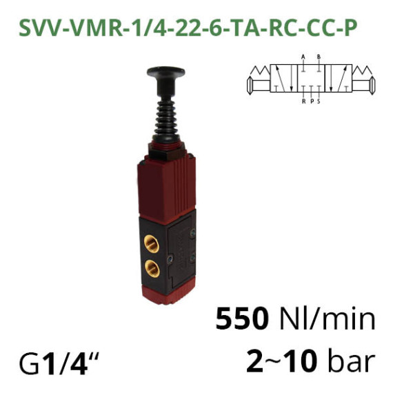 Pneumatic distributors 5/3 Aircomp with mechanical element TA