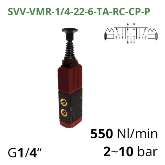 Pneumatic distributors 5/3 Aircomp with mechanical element TA