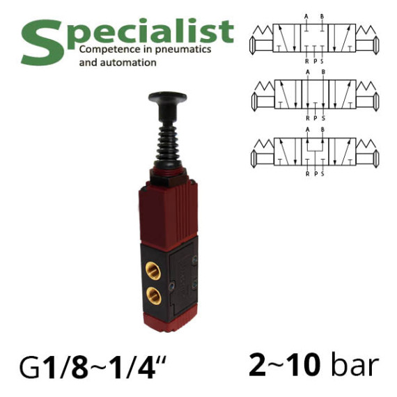 Pneumatic distributors 5/3 Aircomp with mechanical element TA