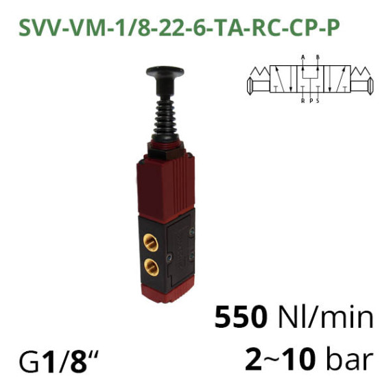 Pneumatic distributors 5/3 Aircomp with mechanical element TA