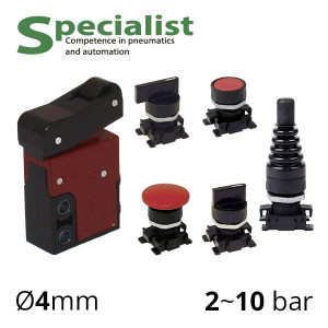 Aircomp 100 series micro pneumatic distributors 2/2 for panel mounting without fixing