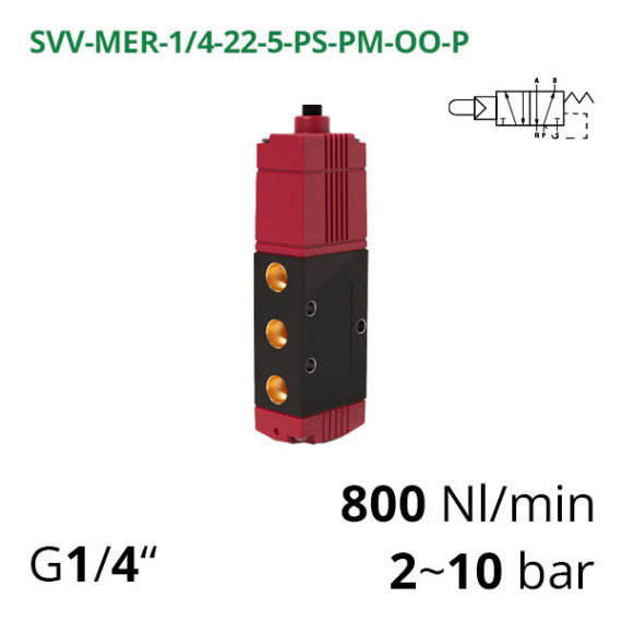 Pneumatic distributors 5/2 Aircomp with various mechanical and manual controls