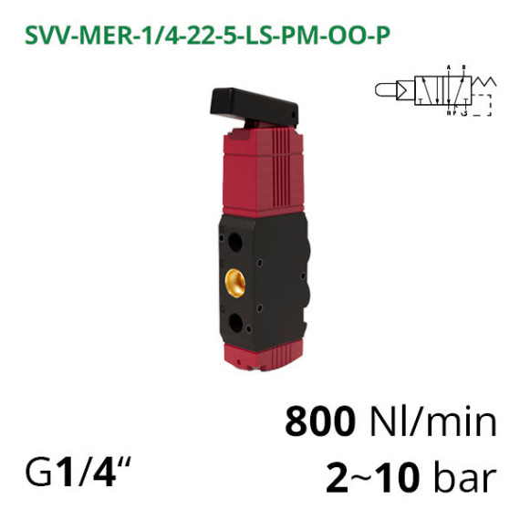 Pneumatic distributors 5/2 Aircomp with various mechanical and manual controls