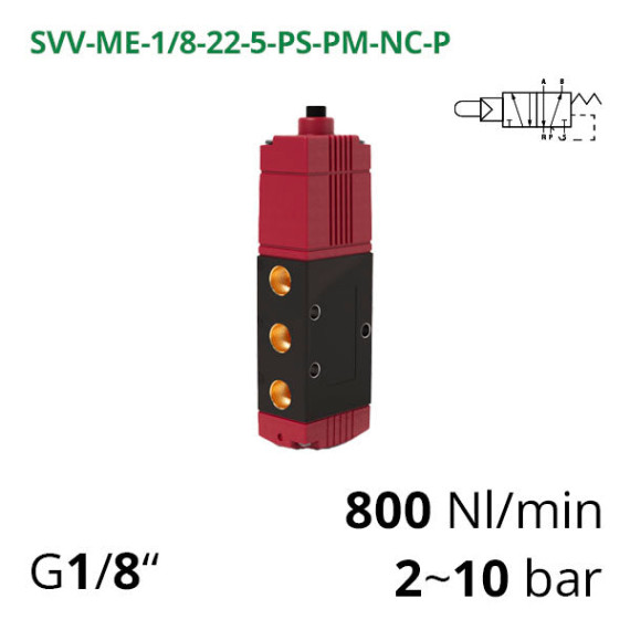 Pneumatic distributors 5/2 Aircomp with various mechanical and manual controls