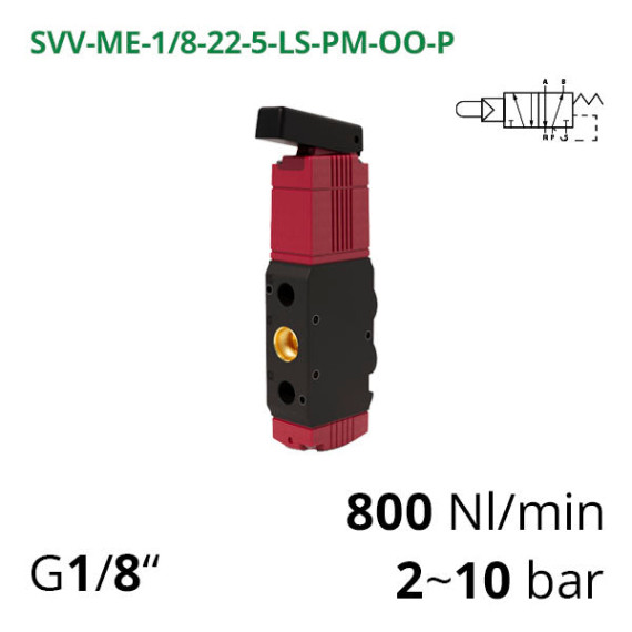 Pneumatic distributors 5/2 Aircomp with various mechanical and manual controls