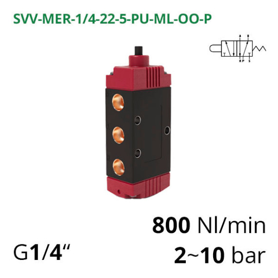Pneumatic distributors 5/2 Aircomp with various mechanical and manual controls