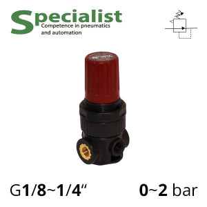Regulator with excess air pressure relief 1/8″~1/4″, 0~12 bar, 900 l/min (AIRCOMP SSA-MR-R)