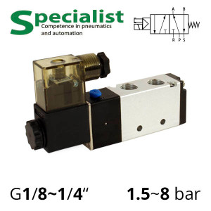 Pneumatic distributors 4V210-08(06) 5/2 with one-way electric control