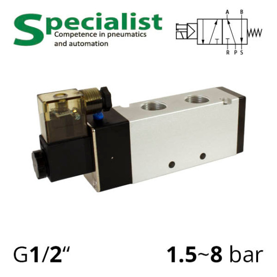 Pneumatic distributor 4V410-15 5/2 with one-way electropneumatic control