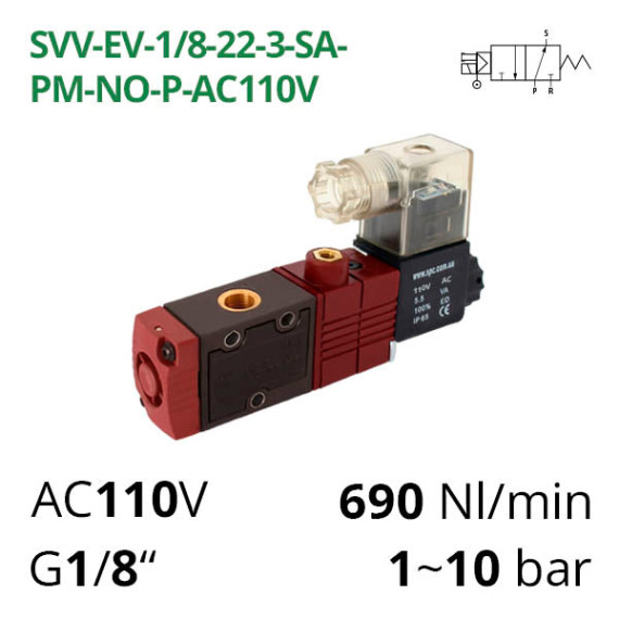 Pneumatic distributor 3/2 AIRCOMP with 1 coil (electropneumatic control)