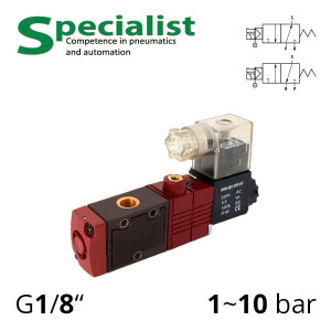 Pneumatic distributor 3/2 AIRCOMP with 1 coil (electropneumatic control)