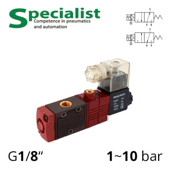 Pneumatic distributor 3/2 AIRCOMP with 1 coil (electropneumatic control)