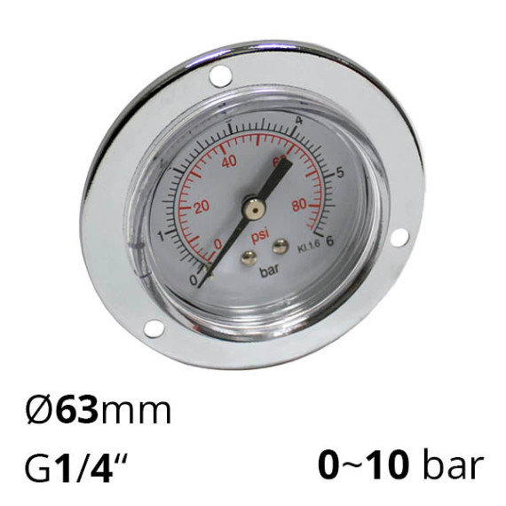 Pressure gauge pneumatic 63 mm, 1/4″, 0-10 bar (SA-GF63-06)