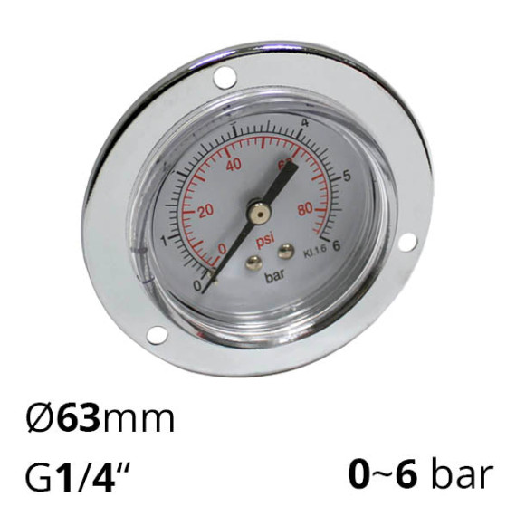 Flange pressure gauge 63 mm, 1/4″, 0-6 bar (SA-GF63-06)