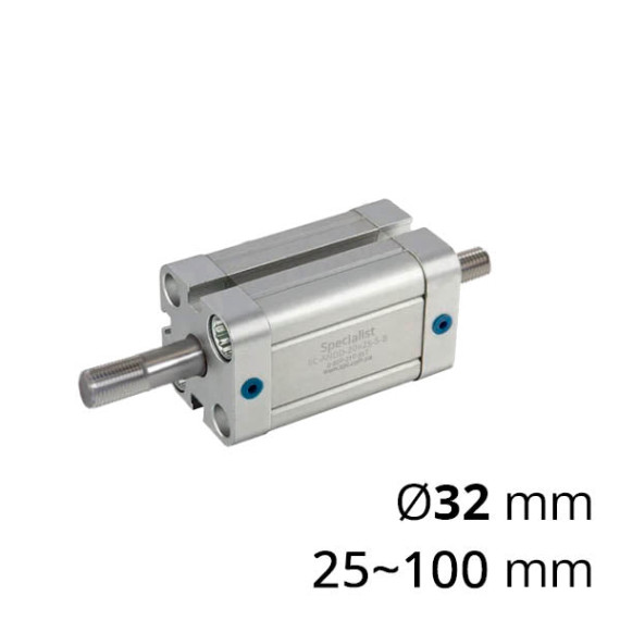 Compact pneumatic cylinder with a through rod of the SC-ANDD series