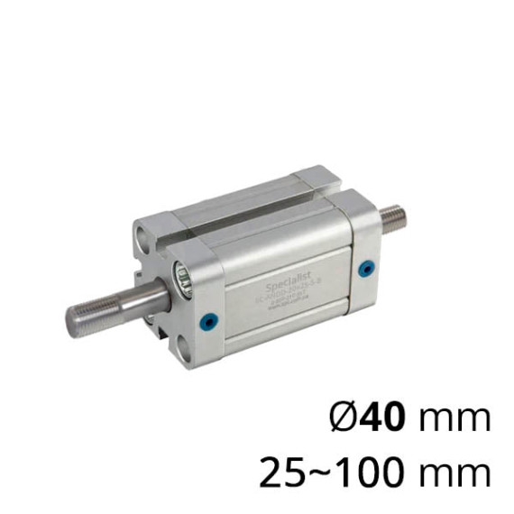 Compact pneumatic cylinder with a through rod of the SC-ANDD series