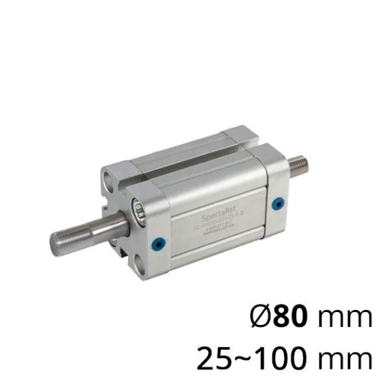 Compact pneumatic cylinder with a through rod of the SC-ANDD series