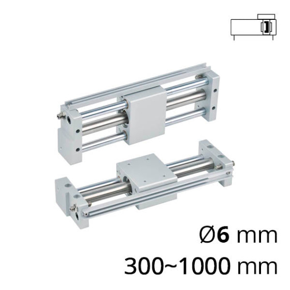 Rodless pneumatic cylinder magnetic with 2 guides of the SC-CG3 series