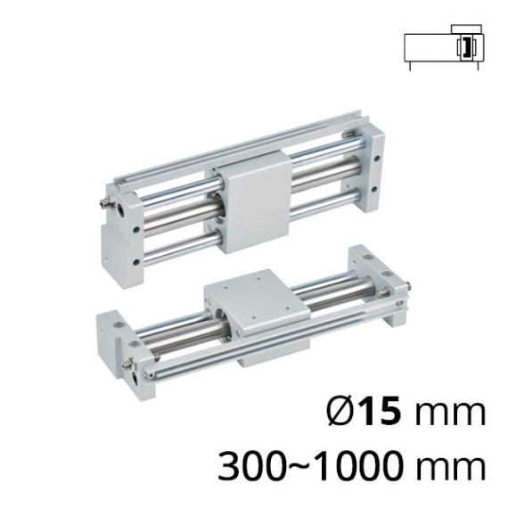 Rodless pneumatic cylinder magnetic with 2 guides of the SC-CG3 series