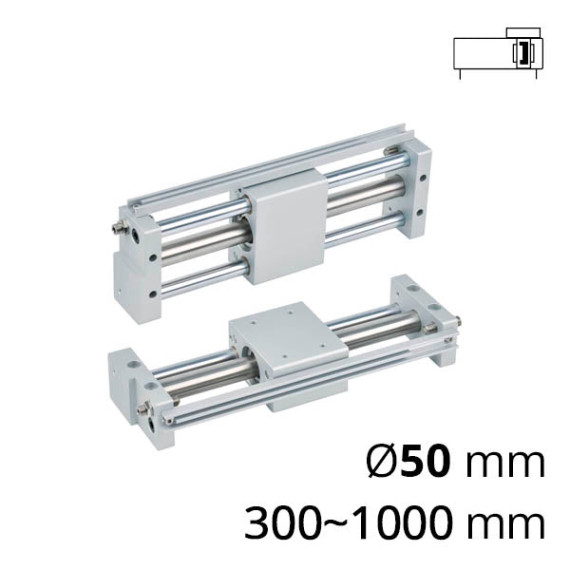 Rodless pneumatic cylinder magnetic with 2 guides of the SC-CG3 series