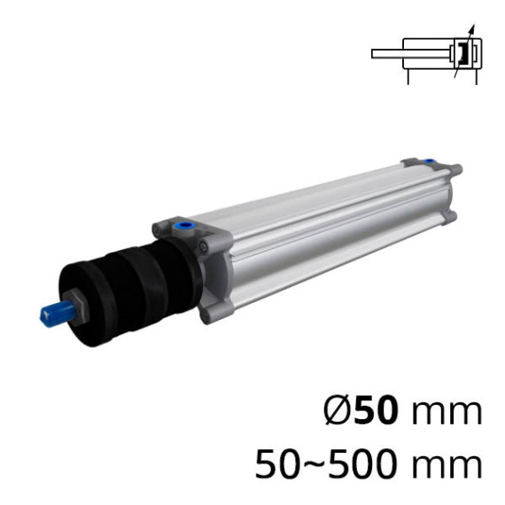 Pneumatic cylinders with a protective corrugation of the SC-CPIG series of the ISO 6431 standard