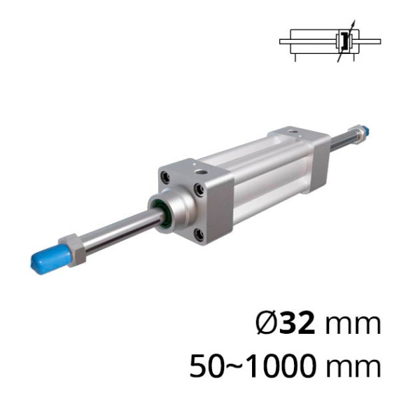 Pneumatic cylinders with a through rod of the SC-DNGD series