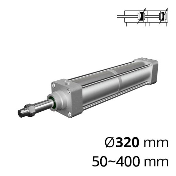 Tandem pneumatic cylinder SC-DNGT according to ISO6431/15552
