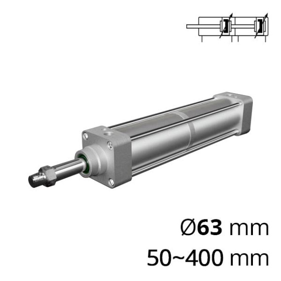 Tandem pneumatic cylinder SC-DNGT according to ISO6431/15552
