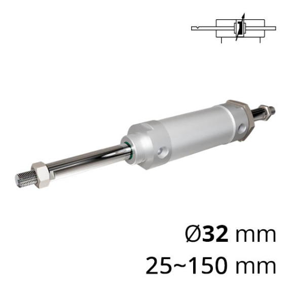 Round pneumatic cylinder with a through rod of the SC-MALD series
