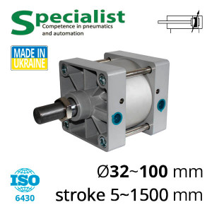 Pneumatic cylinders of the SC-SC series with a one-sided rod and a piston diameter of 32-100 mm