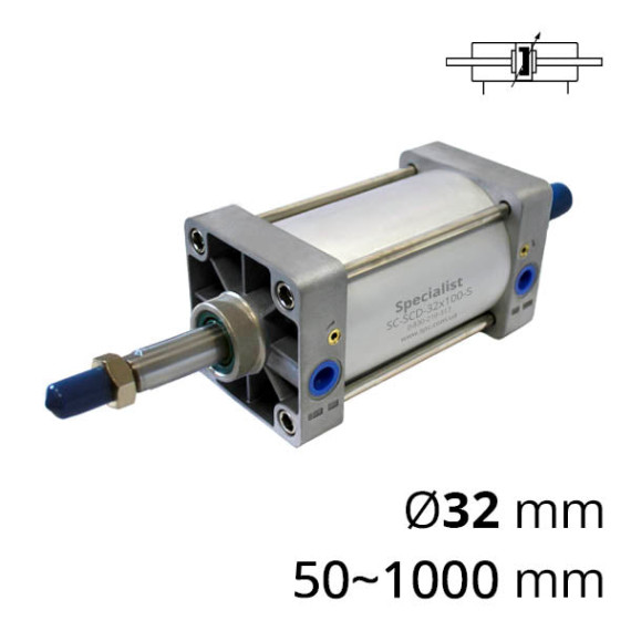 Pneumatic cylinders of the SC-SCD series with a through rod