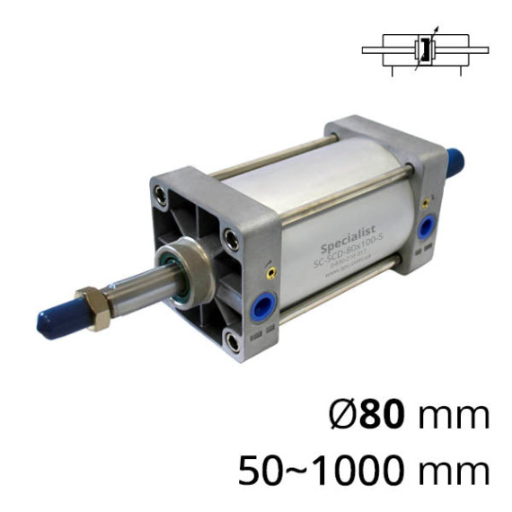 Pneumatic cylinders of the SC-SCD series with a through rod