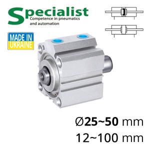Pneumatic cylinders are compact with a through rod of the SC-SDAD series