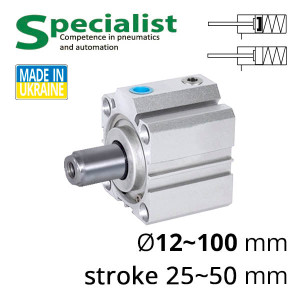 One-sided pneumatic cylinders are compact with a spring in a rodless cavity of the SC-STA series