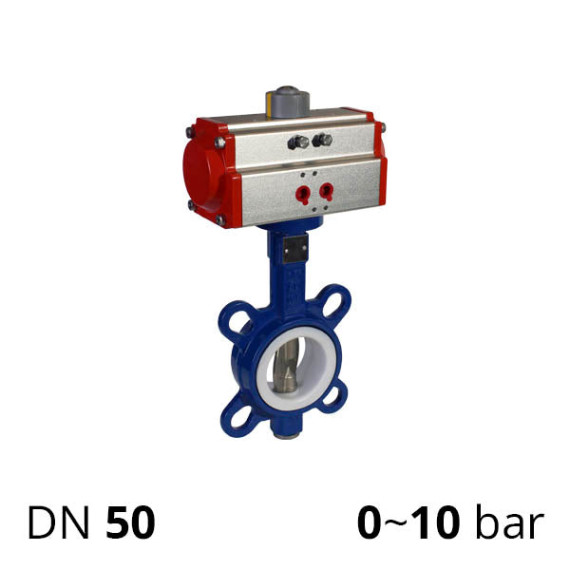 Disc rotary valve DU 50 stainless inter-flange with pneumatic drive SCBF-D674 series
