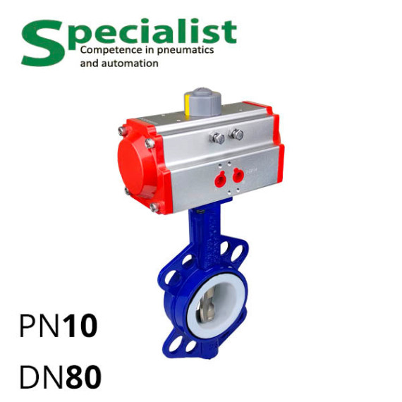 Disc rotary valve DU 80 stainless inter-flange with pneumatic drive SCBF-D674 series