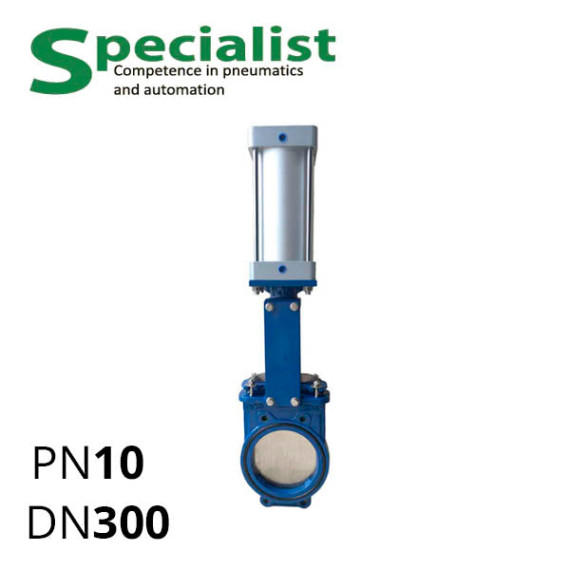 Knife gate valve DU 300 cast iron with pneumatic drive SCBF-PZ673X-10JC-300-P