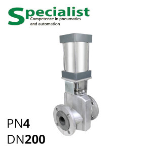 Hose flange valve DU 200 with pneumatic drive SCBF-PZ674