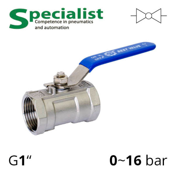 Coupling ball valve 1″ stainless steel DU 25 with handle SCBV-Q601-16FA-25
