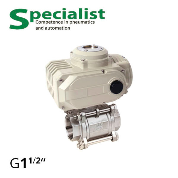 Shut-off ball valve 1 ½″ stainless PN16 DN40 with electric drive SCBV-Q611