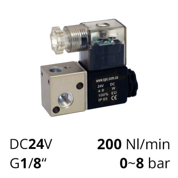Solenoid pneumatic valves 3/2 normally closed 12, 24, 220 V SV-A series